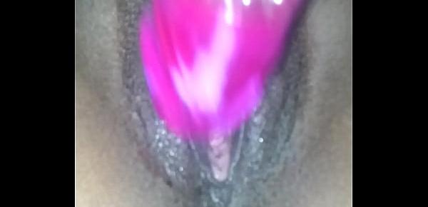  Ex ebony girlfriend playing with vibrator and sucks my cock
